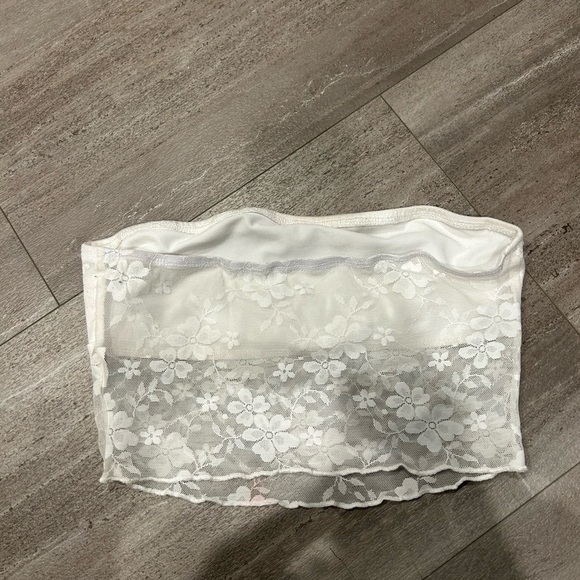 Shein White Strapless Lace Top - Picture 2 of 2